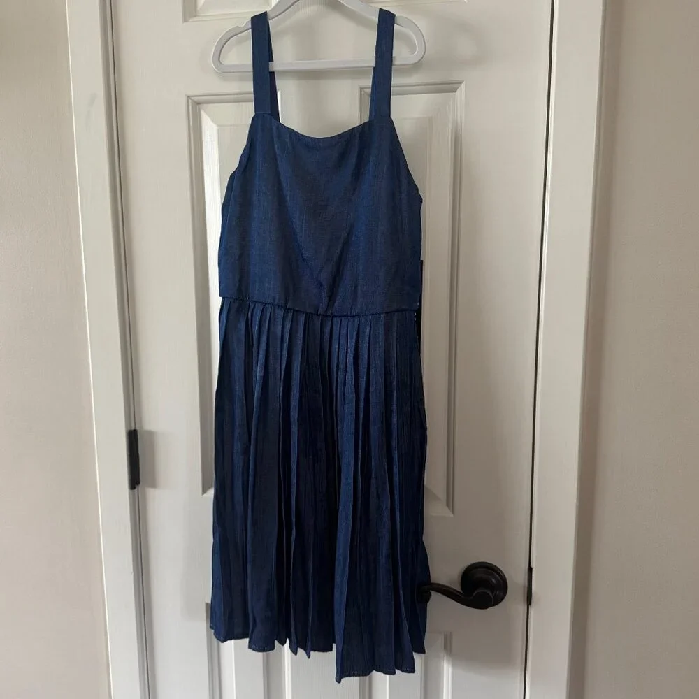 New Trixxi Girl Girls Blue Pleated Dress Size L Large